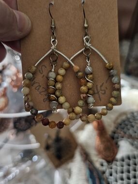 Handmade Multicolor Beaded Hoop Earrings - Women Jewelry Crazy Lace Stones